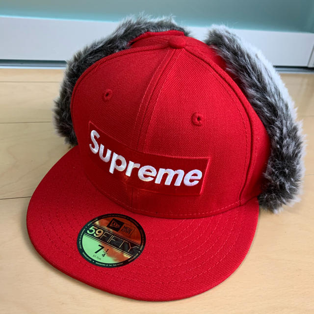 supreme new era earflap Sサイズ 7 1/4 赤