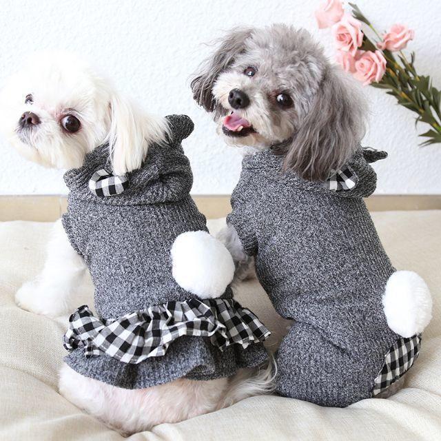 0251-1犬服ペット服冬服かわいいニットワンピース・ツナギしっぽ♫2019新品 その他のペット用品(犬)の商品写真