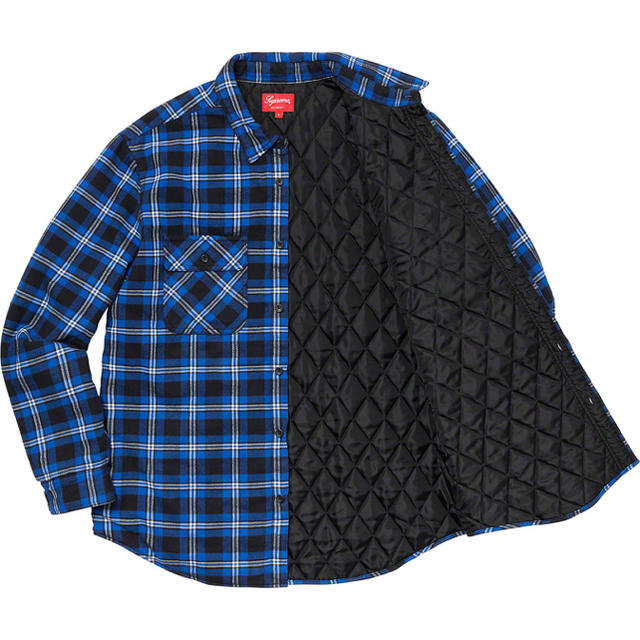 S supreme Arc Logo Quilted Flannel Shirt 1