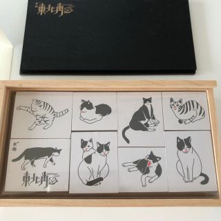 台灣 木箱入り 猫スタンプセット(印鑑/スタンプ/朱肉)