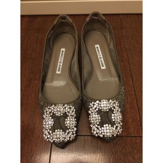 マノロブラニク(MANOLO BLAHNIK)のマノロブラニク　バンギシ　レースフラット　34(バレエシューズ)