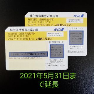 エーエヌエー(ゼンニッポンクウユ)(ANA(全日本空輸))の★2021年5月31日まで延長★ANA株主優待優待券✕2枚(その他)