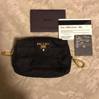 プラダ(PRADA)の正規品 プラダ PRADA リボンポーチ 化粧ポーチ ブラック 黒(ポーチ)