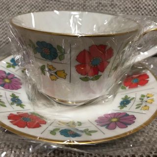 ノリタケ(Noritake)のオールドノリタケ  アイボリーチャイナ 花柄　カップ＆ソーサー　昭和レトロ(グラス/カップ)