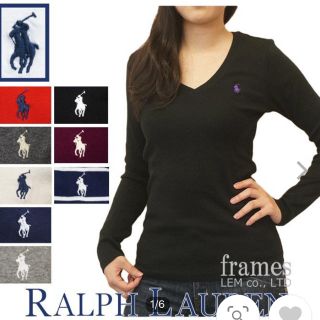 ポロラルフローレン(POLO RALPH LAUREN)のラルフローレン Tシャツ  長袖 Vネック ポ ブラック (Tシャツ(長袖/七分))