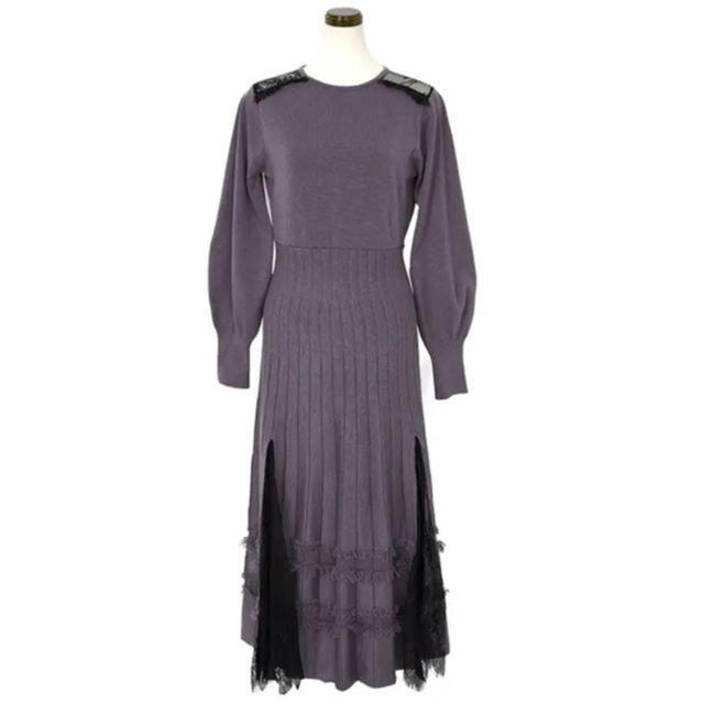 her lip to Lace Trimmed Knit Long Dress 高評価のクリスマス ...