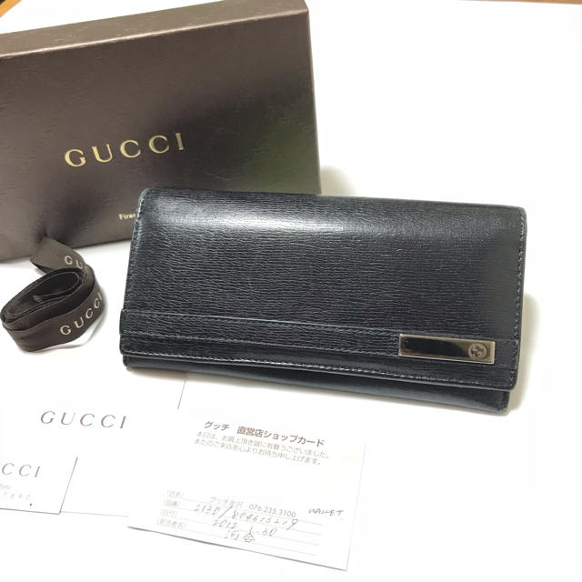 ビッグバン hublot 、 Gucci - 美品【GUCCI】プレート 革 長財布 ブラックの通販 by yu-style26