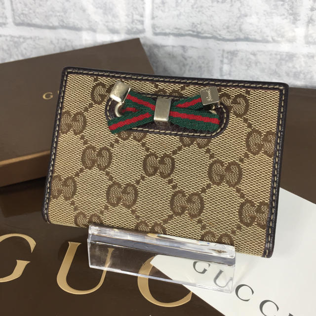 Gucci - 超美品✨GUCCI キャンバス パスケース シェリーライン リボン カードケースの通販 by ☆りんごぱい☆'s shop