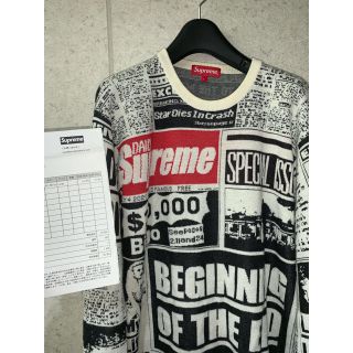 18AW supreme newspaper sweater 納品書付き L