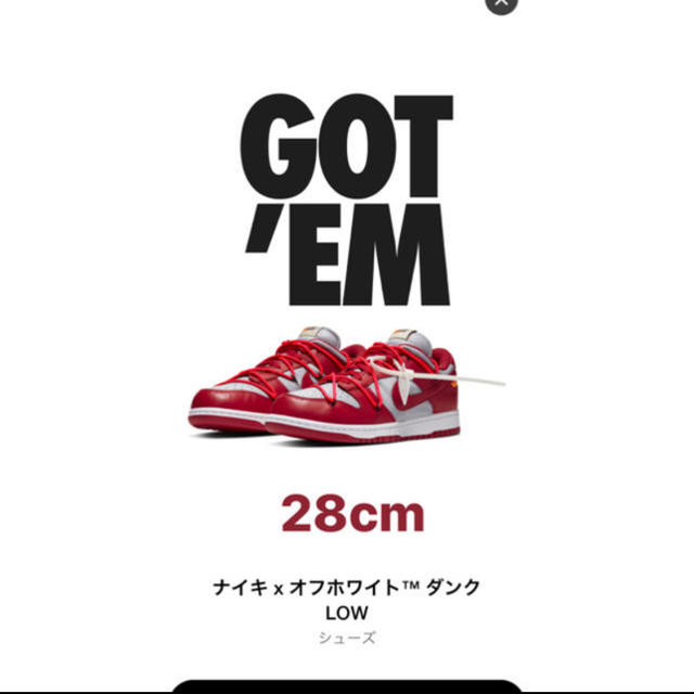 スニーカーnike offwhite dunk Low ダンク Low