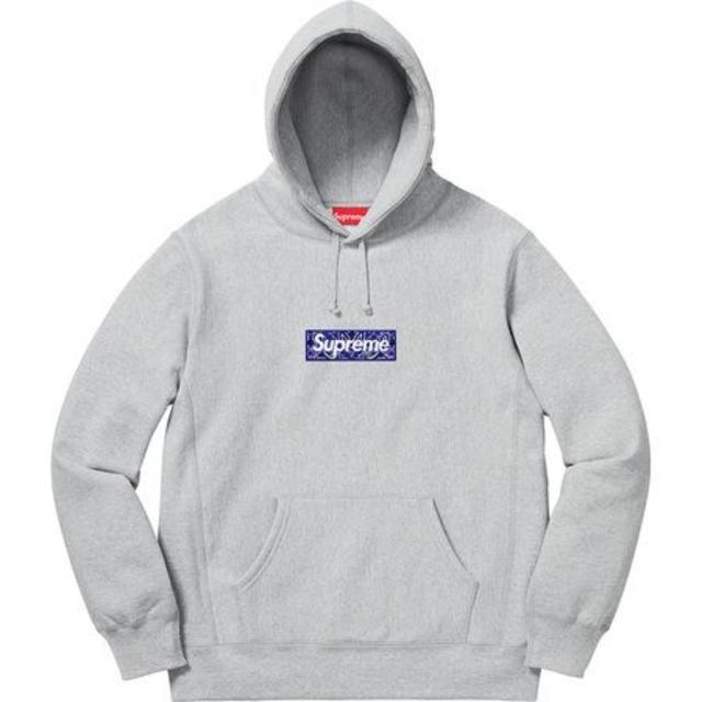 S Supreme Bandana Box Logo Hooded 灰 国内正規 - パーカー