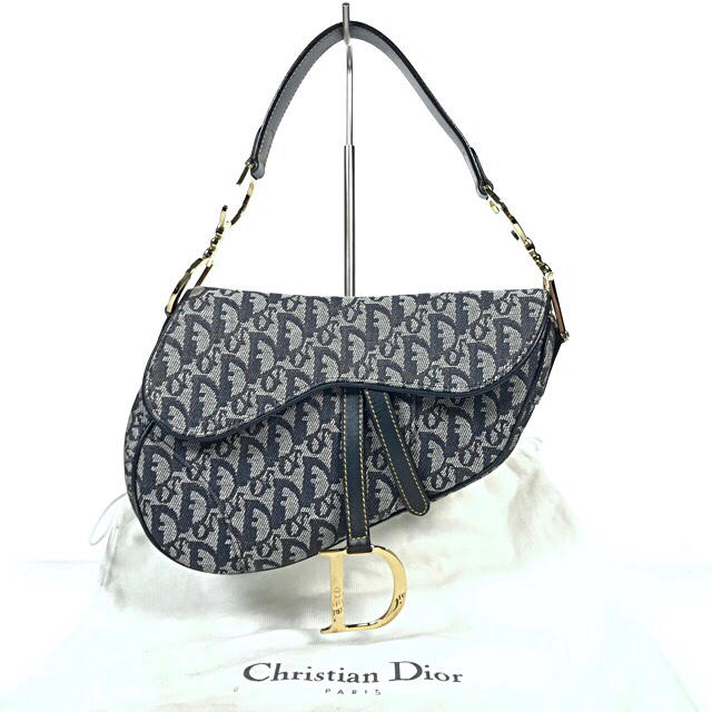 人気定番 Christian Dior 保存袋付き サドルバッグ トロッター柄