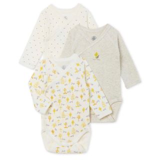 プチバトー(PETIT BATEAU)の【新品】2019AW プチバトー 長袖あわせボディ 3枚組  6m(肌着/下着)