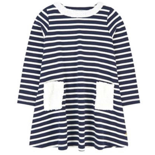 PETIT BATEAU(プチバトー)の【新品】2019AW ボア付きマリニエールワンピース キッズ 6ans キッズ/ベビー/マタニティのキッズ服女の子用(90cm~)(ワンピース)の商品写真