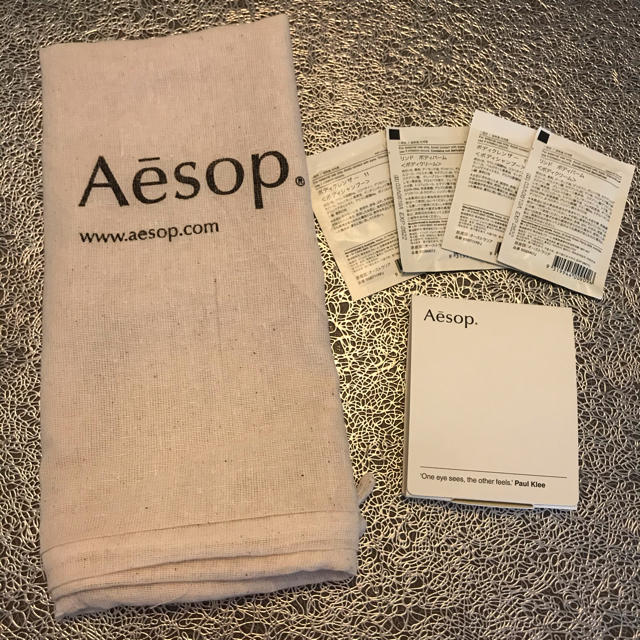 Aesop(イソップ)の新品未使用⭐︎Aēsop イソップ　布巾着ショップ袋　サンプル4つ コスメ/美容のボディケア(ボディソープ/石鹸)の商品写真