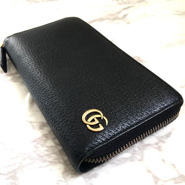 Gucci - 【超美品！】グッチ GGマーモント ラウンドファスナー 長財布 黒の通販 by hike298out's shop