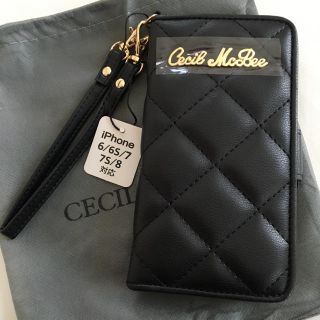 セシルマクビー(CECIL McBEE)の新品 セシルマクビー 手帳型 iPhoneケース ブラック 黒(iPhoneケース)