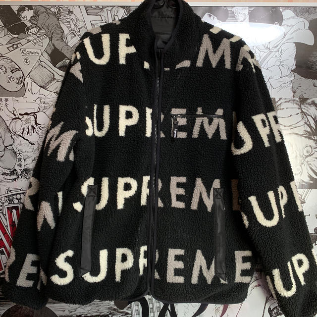 Supreme Reversible Logo Fleece Jacket L