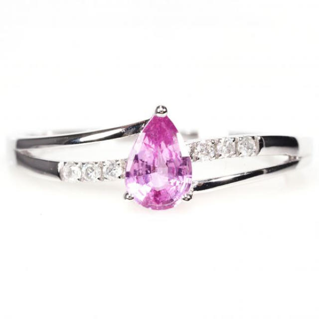 【送料無料】K18 天然石 ダイヤモンド ピンク サファイア リング 指輪 刻印 レディースのアクセサリー(リング(指輪))の商品写真