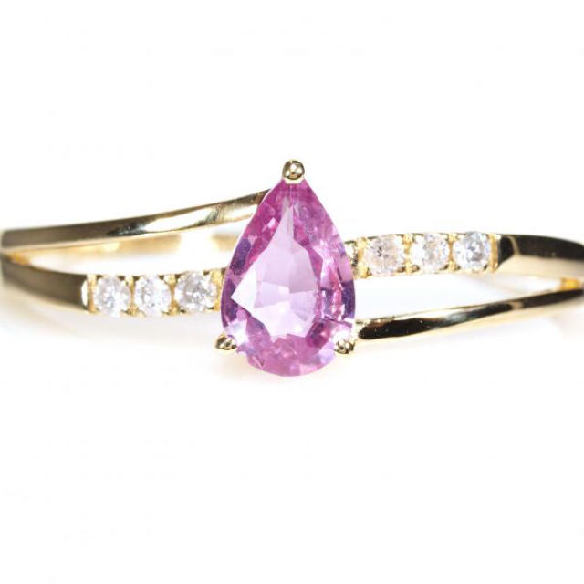 【送料無料】K18 天然 ダイヤモンド ピンク サファイア リング 指輪 刻印有 1