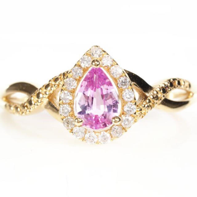 【送料無料】 K18 天然 ダイヤモンド ピンク サファイア リング 指輪 レディースのアクセサリー(リング(指輪))の商品写真