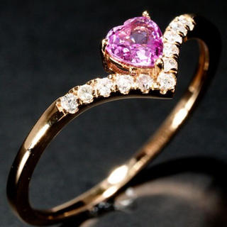 【送料無料】K18 天然 ダイヤモンド ピンク サファイア リング 指輪 PG(リング(指輪))