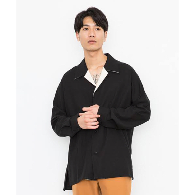 ETHOSENS ラペル切替開襟シャツ - シャツ