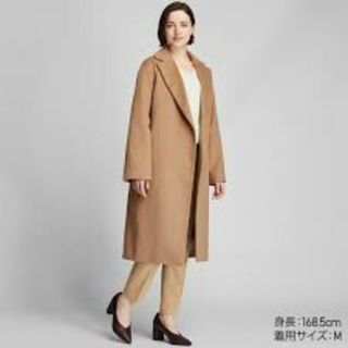 ユニクロ(UNIQLO)のユニクロ ウールブレンドラップコート/ベージュ 新品 UNIQLO(ロングコート)