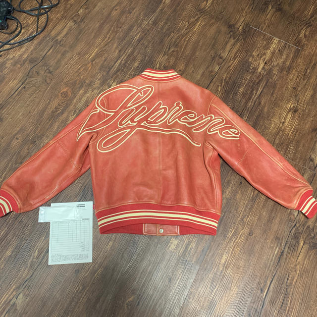 Supreme - supreme leather varsity jacket 赤 Sサイズの通販 by UCP's shop｜シュプリームならラクマ 格安大特価