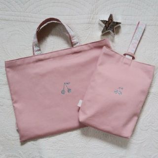 ボンポワン(Bonpoint)の⭐Liberty Poppy&Daisy⭐ボンポワン風 バッグ&上履袋 入園入学(バッグ/レッスンバッグ)