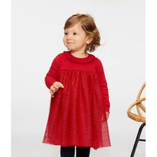 プチバトー(PETIT BATEAU)のbeansUK7様専用♡24m プチバトー チュールレッドワンピース(ワンピース)