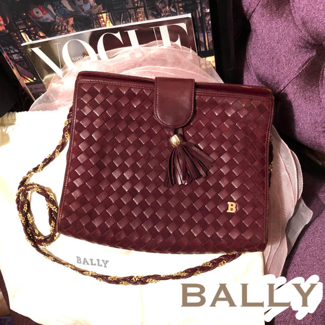 Bally(バリー)の【レア】BALLY 3way 本革二種編みチェーンショルダーバッグ／ワインレッド レディースのバッグ(ショルダーバッグ)の商品写真