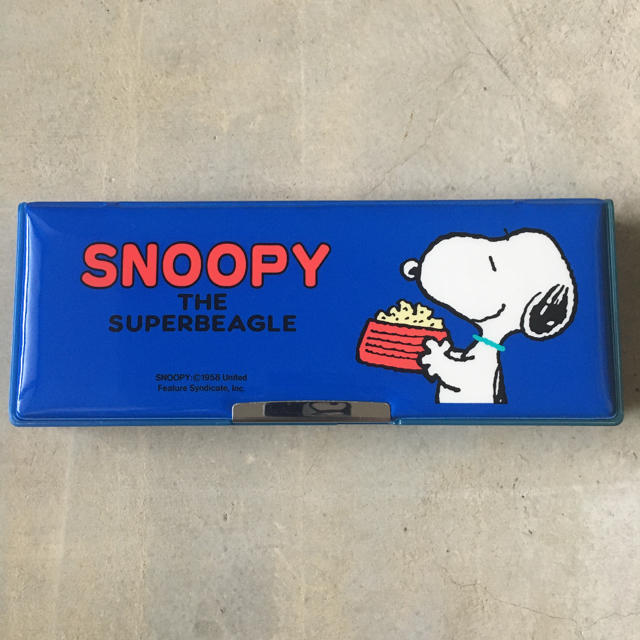 SNOOPY(スヌーピー)の★新品★ スヌーピー   snoopy ふでばこ　両面開き　レトロ　ブルー インテリア/住まい/日用品の文房具(ペンケース/筆箱)の商品写真