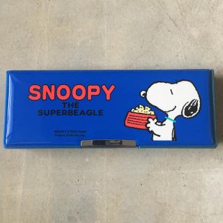 スヌーピー(SNOOPY)の★新品★ スヌーピー   snoopy ふでばこ　両面開き　レトロ　ブルー(ペンケース/筆箱)