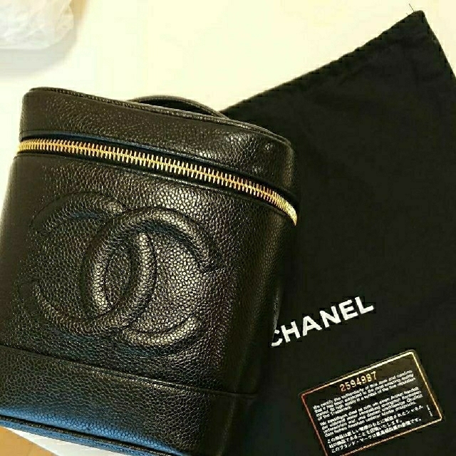 美品◆CHANEL シャネル◆ キャビアスキン  黒バニティバッグ