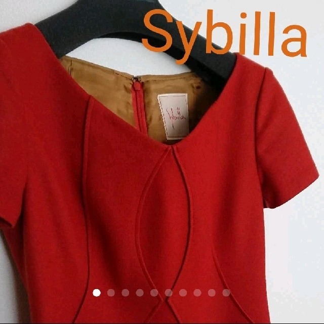 Sybilla】《美品》ワンピース 朱色 size M - ひざ丈ワンピース