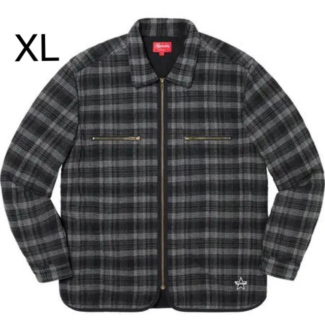 Supreme Quilted Plaid Zip Up Shirt XL 黒