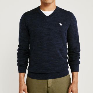 アバクロンビーアンドフィッチ(Abercrombie&Fitch)の★月火水限定大特価！★アバクロ メンズワンポイントＶネックニット☆S(ニット/セーター)