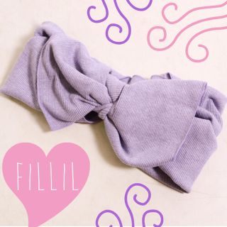 メルロー(merlot)の新春セール【Fillil/フィリル】リボンリブヘアターバン★パープル(ヘアバンド)