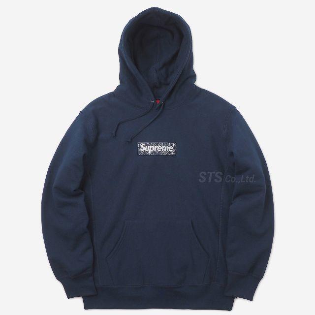 パーカーnavy M supreme box logo hooded - パーカー