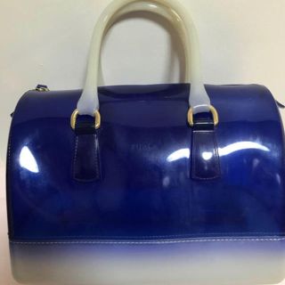 フルラ(Furla)の【FURLA 】ハンドバッグ キャンディトート　ブルー×ホワイト　(ハンドバッグ)