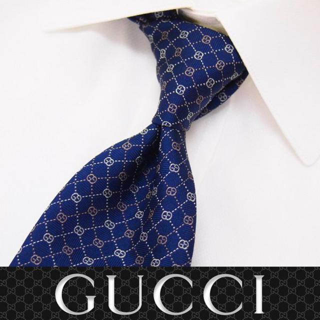 Gucci - 【46】GUCCI GGモノグラム柄 ネイビー SILK100% ネクタイの通販 by NEO 's shop