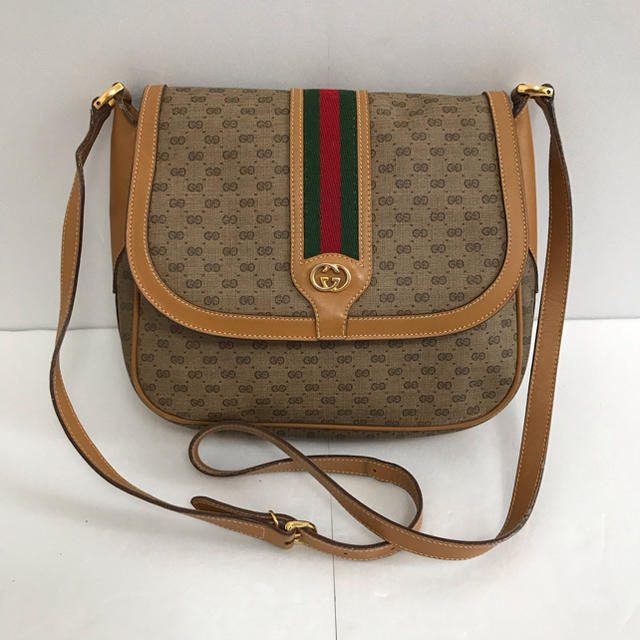 Gucci - オールドグッチ　シェリーライン ショルダーバッグ　茶の通販 by たけし's shop