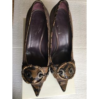 Made in Italy パイソン スエード パンプス　size37(ハイヒール/パンプス)