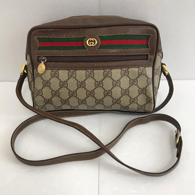 Gucci - オールドグッチ　シェリーライン ショルダーバッグ　ブラウンの通販 by たけし's shop