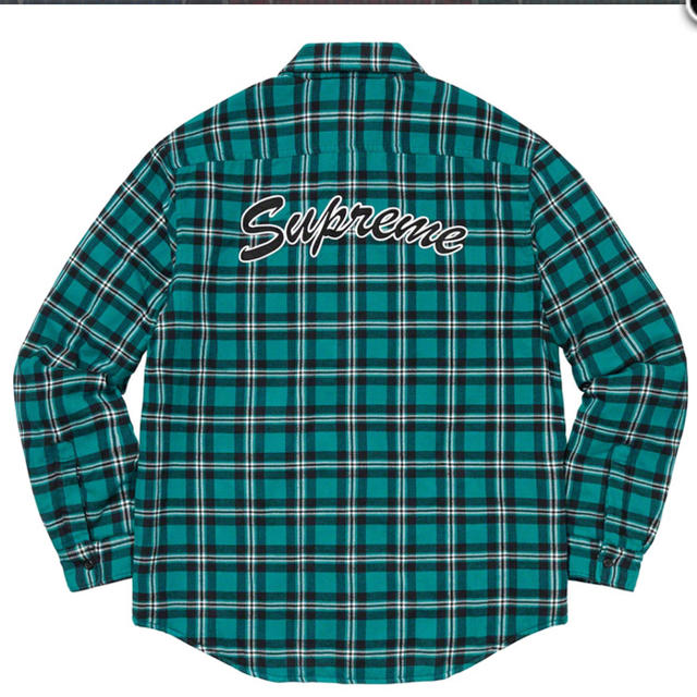 supreme arc logo quilted flannel shirt L