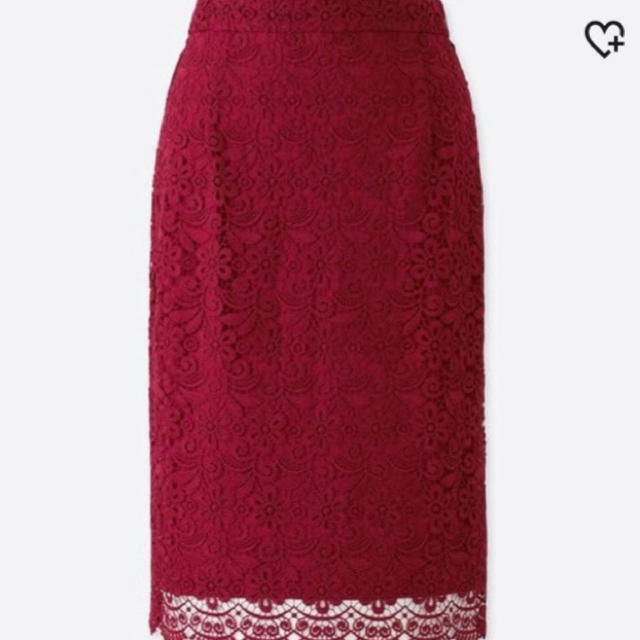 UNIQLO(ユニクロ)のUNIQLO レースタイトスカート　赤 レディースのスカート(ひざ丈スカート)の商品写真