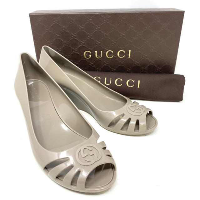 Gucci - GUCCI☆サンダル　ラバー　ライトブラウン　ウェッジ　GGマーク　箱　袋の通販 by ベイサイドマリーナ's shop