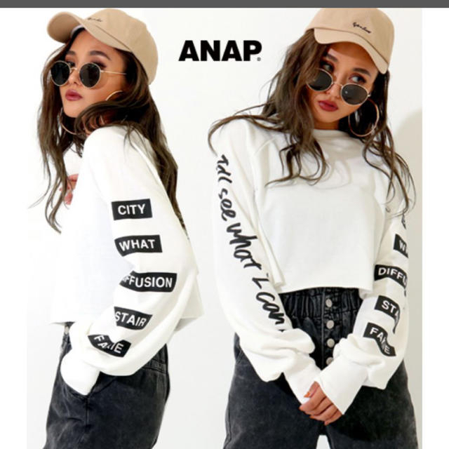 ANAP(アナップ)の両袖プリントクロップドプルオ―バー❤︎ANAP レディースのトップス(トレーナー/スウェット)の商品写真