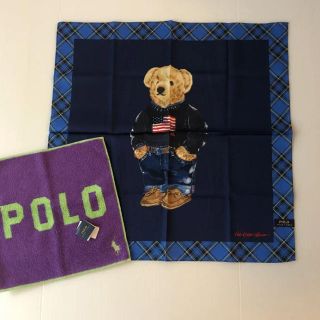 ポロラルフローレン(POLO RALPH LAUREN)の2枚❣️新品⭐️ ポロ ラルフローレン ハンカチ ポロベア  & POLOロゴ(ハンカチ/ポケットチーフ)